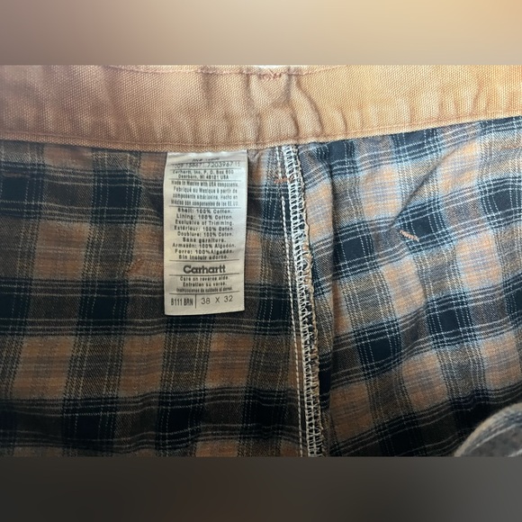 VINTAGE CARHARTT PLAID LINING CARGO PANTS 38 x 32 - Picture 3 of 4